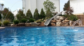 Deck-jet-water-feature-slide-natural-stone-Dardenne-Prairie-MO-sealed-steel-handrail-color-coordinate